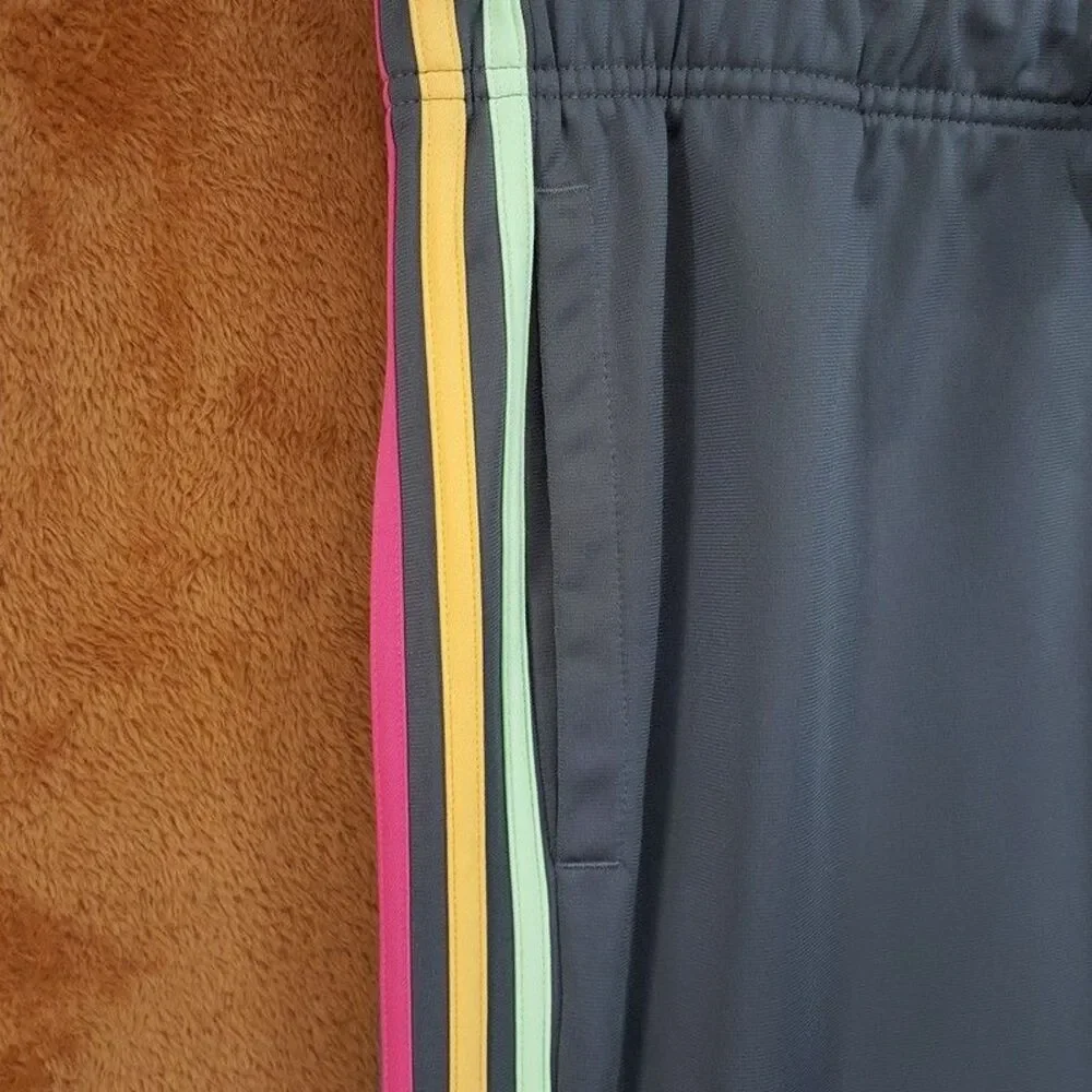 ADIDAS Original Track Pants Mens Large Grey Belgium Beckenbauer Rainbow 3 Stripe